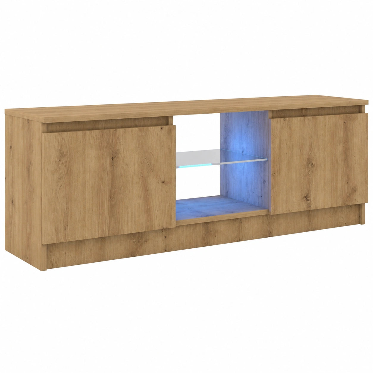 Meuble TV avec éclairage LED en chêne clair