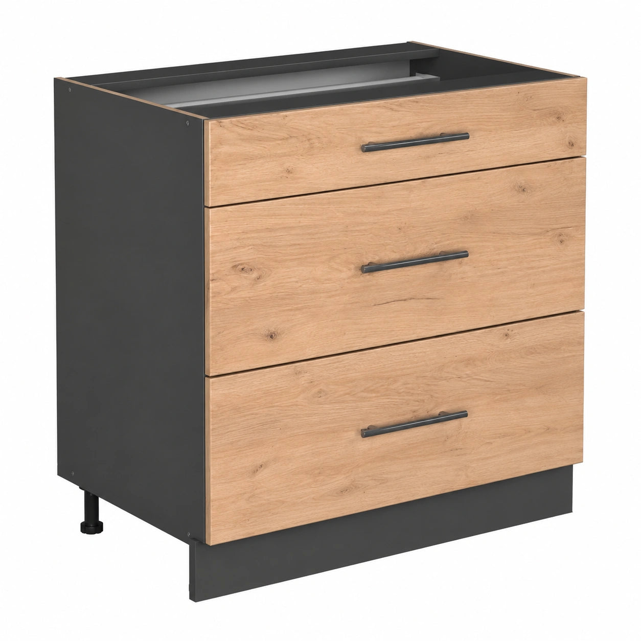 Meuble de cuisine en chêne doré avec tiroirs, 80cm