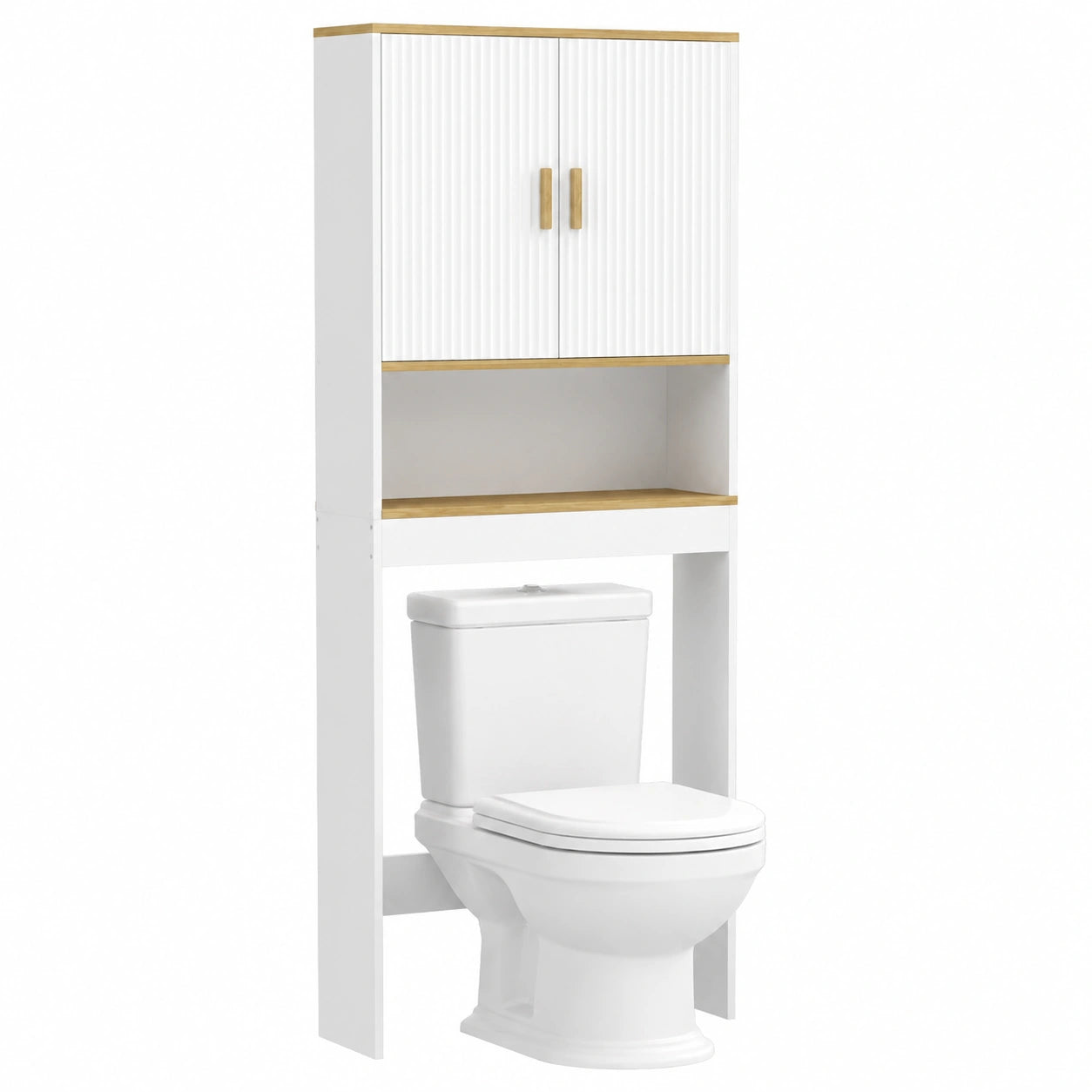 Étagère de Salle de Bain sur WC à 3 Niveaux avec Étagères Ajustables