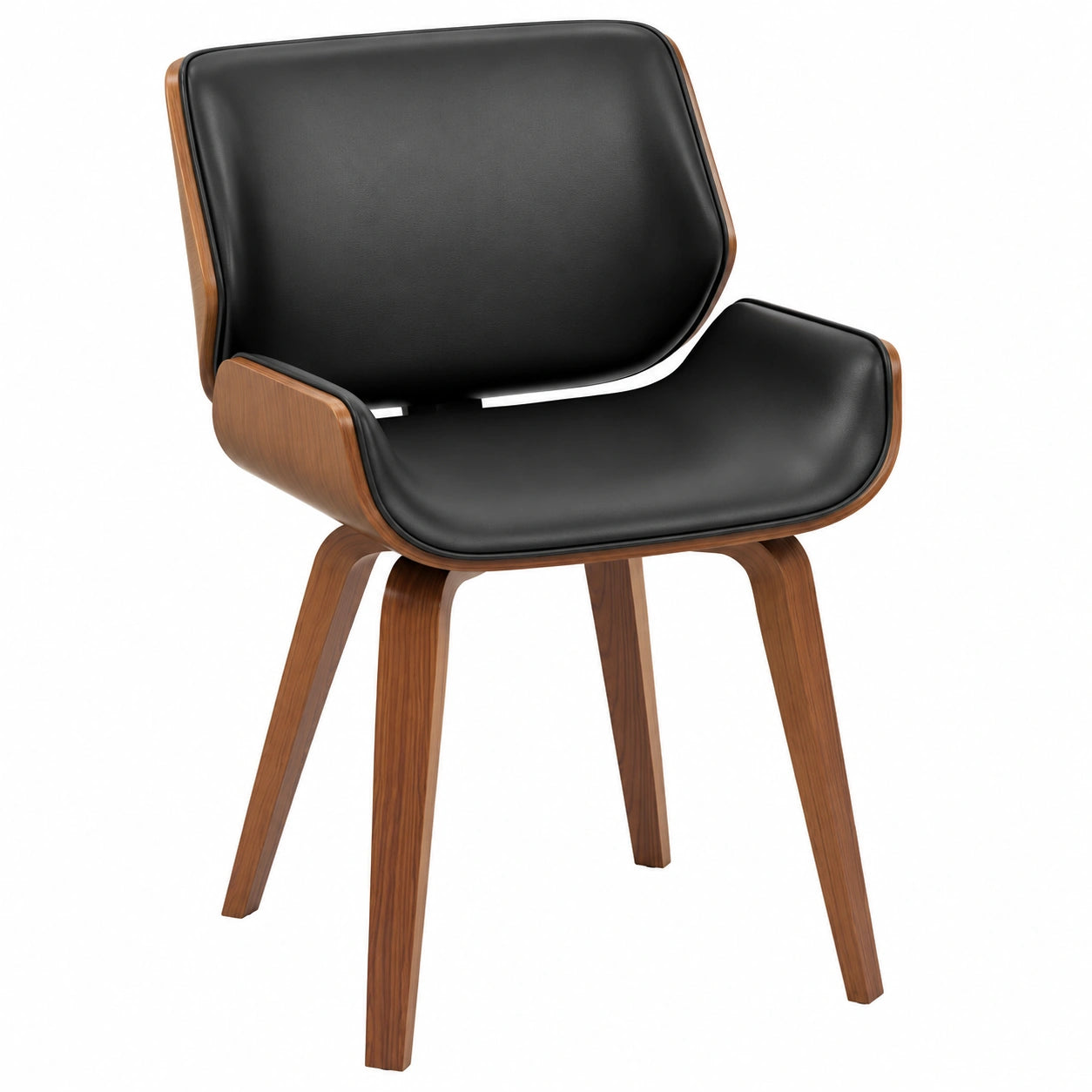 Lot de 2 chaises vintage avec assise noire et pieds en bois