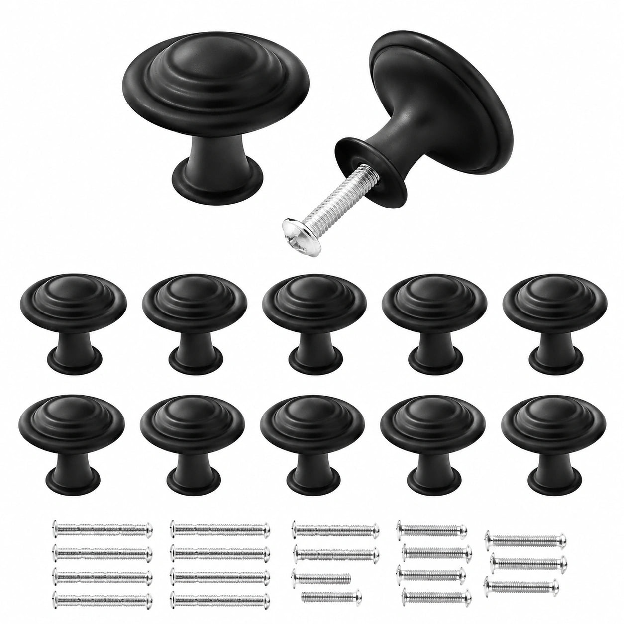 Lot de 10 poignées de meuble en alliage de zinc noir mat pour tiroirs et placards