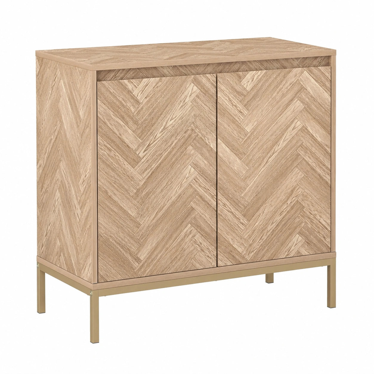 Buffet Scandinave avec Portes à Chevrons et Pieds en Acier