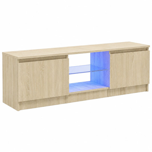 Meuble TV Moderne avec Éclairage LED, Armoire Basse pour Salon