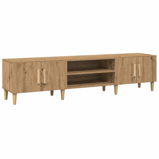 Meuble TV en chêne 180 cm avec rangement intégré