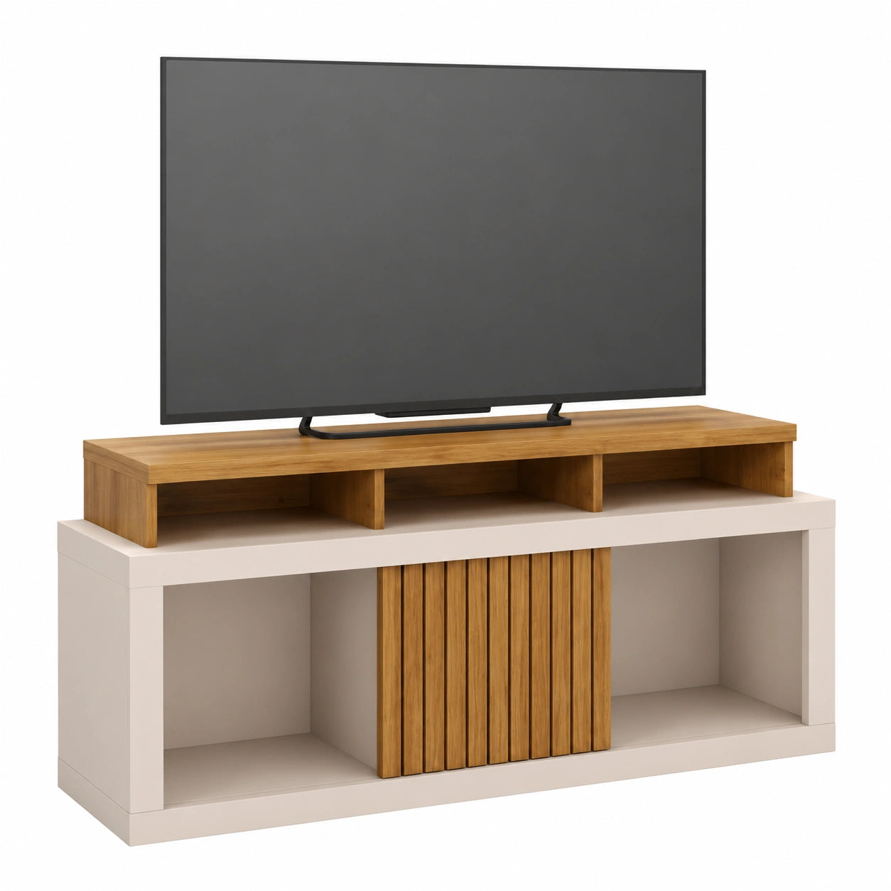 Support TV Moderne avec Roulettes, Chêne et Blanc, 136x74x39 cm