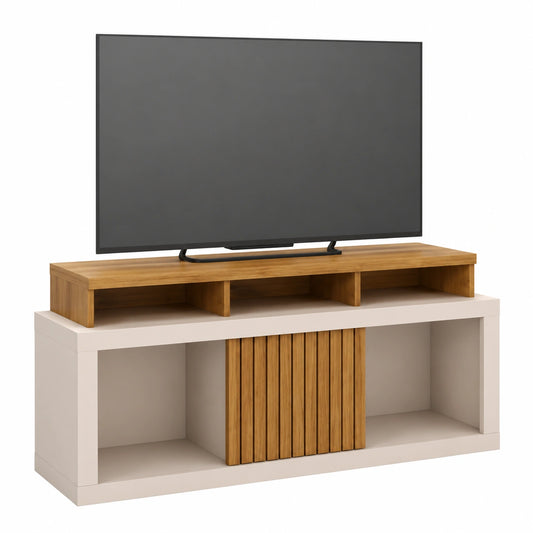 Support TV Moderne avec Roulettes, Chêne et Blanc, 136x74x39 cm