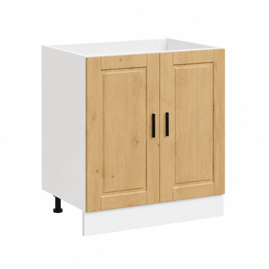 Meuble sous-évier en bois de chêne rustique