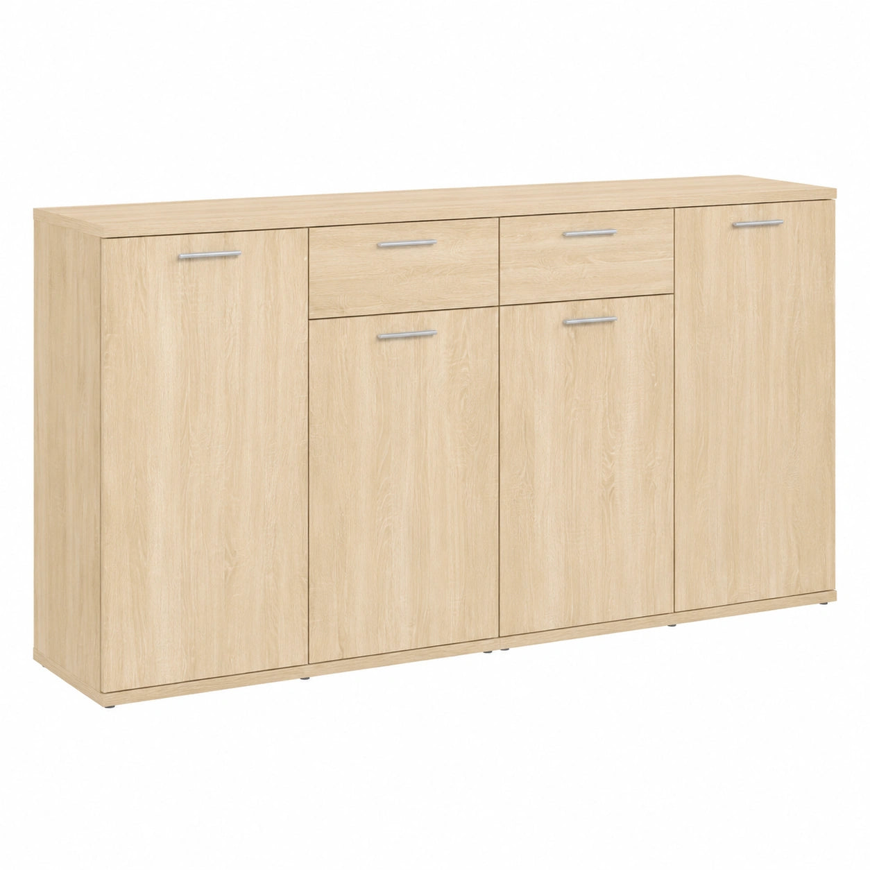 Buffet en Bois d'Ingénierie avec 4 Portes et 2 Tiroirs, Chêne Sonoma, 160x36x75 cm