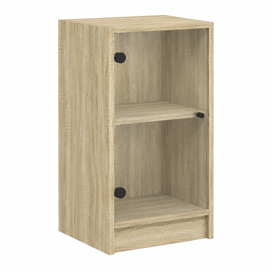 Armoire de Rangement Moderne avec Portes en Verre, Buffet Compartimenté, Chêne Sonoma