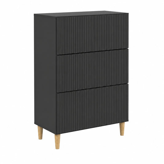 Armoire noire à tiroirs, élégante et spacieuse, pour salon