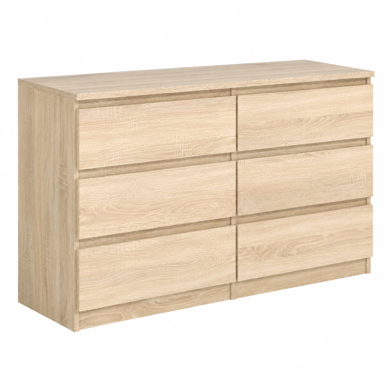 Commode 6 tiroirs en chêne pour chambre, 138,5x78,5x39 cm