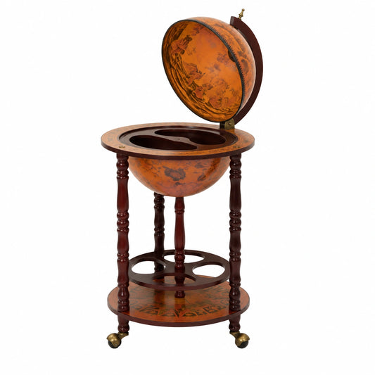 Globe Bar Vintage en Bois pour Bouteilles et Verres