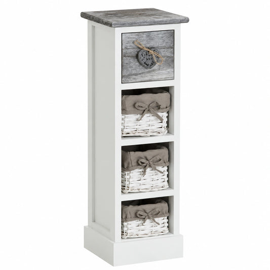 Chiffonnier Bois avec Tiroir et Paniers de Rangement Romantiques