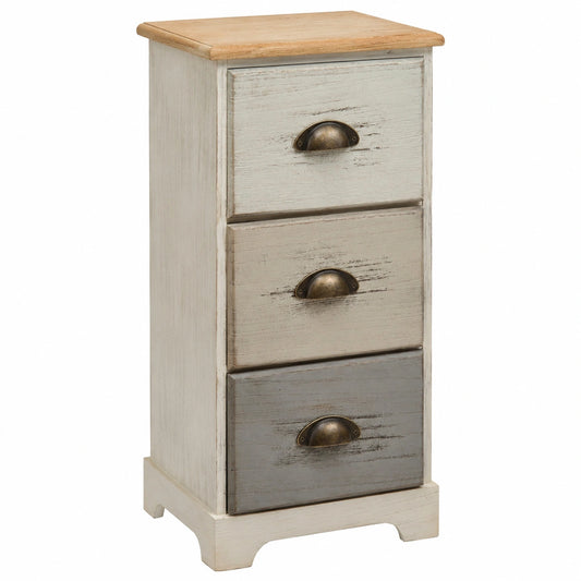 Commode 3 Tiroirs Vintage en Bois pour Chambre ou Salle de Bain