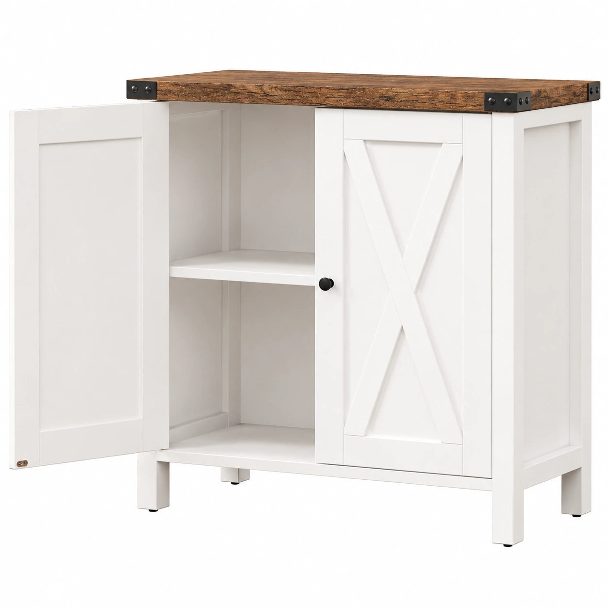 Buffet de Cuisine Vintage avec Étagère Réglable et Portes