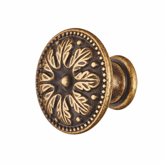 Boutons de meuble en laiton marron pour tiroirs et placards, style vintage antique, Ø 30 mm