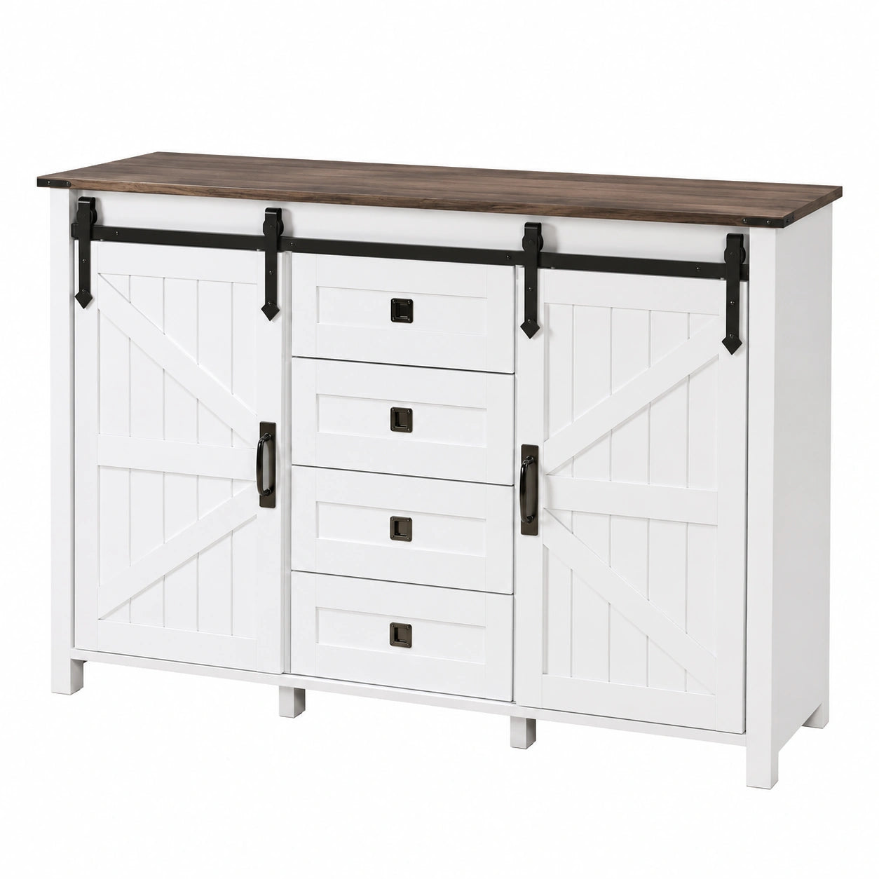 Buffet Vintage 137 cm avec Portes Coulissantes et Tiroirs