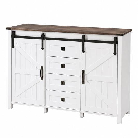 Buffet Vintage 137 cm avec Portes Coulissantes et Tiroirs