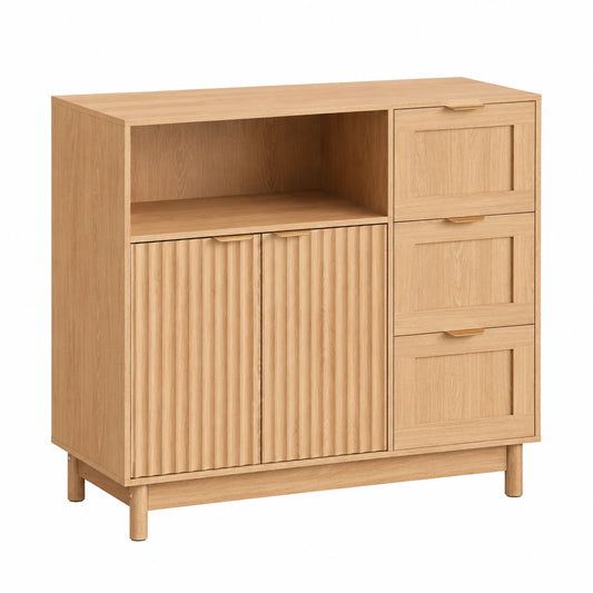 Buffet de Rangement avec Étagère Réglable et Compartiment Ouvert