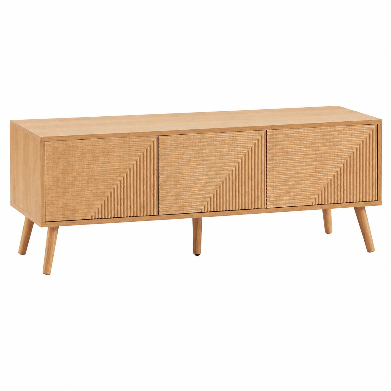 Meuble TV 3 Portes Design Contemporain en Effet Chêne