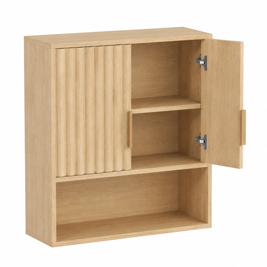 Armoire Murale de Salle de Bain avec Étagères et Portes, 58x20x62 cm