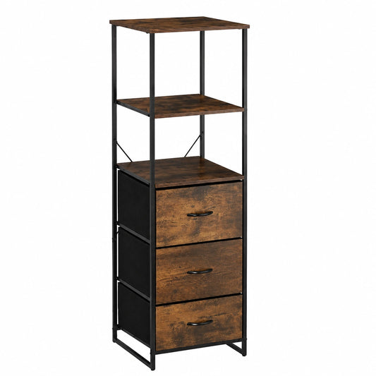 Étagère vintage avec tiroirs et étagères, design industriel