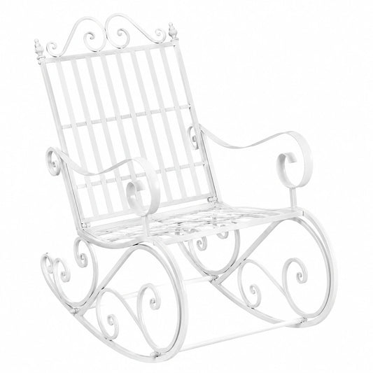 Chaise à Bascule de Jardin Vintage Métal Extérieur Blanc