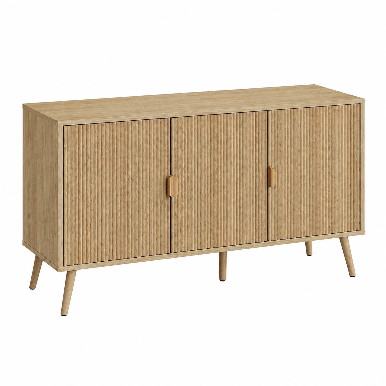 Buffet en chêne avec portes lamelles pour salon moderne