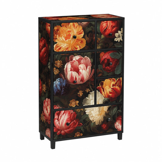 Papier peint floral vintage à motifs de tulipes noires