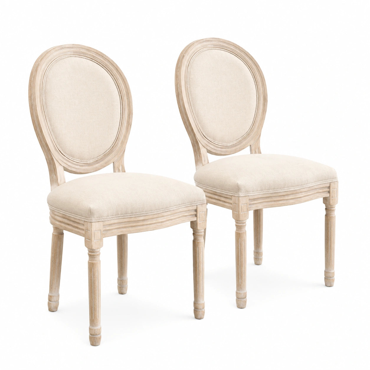 Chaise classique en bois et lin pour salle à manger