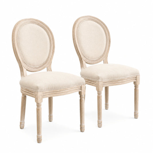 Chaise classique en bois et lin pour salle à manger