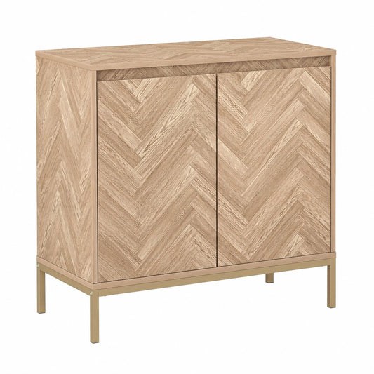Buffet Scandinave avec Portes à Chevrons et Pieds en Acier
